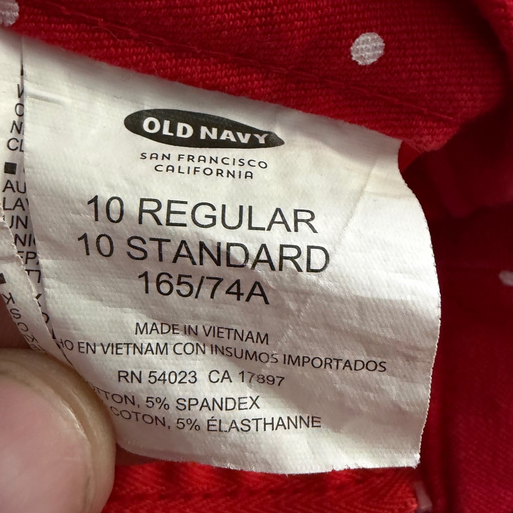 Old Navy Pixie Pants Womens 10 Regular Red Polka Dot Ankle Length Slim Trousers - Picture 3 of 14